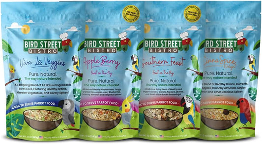 Parrot Food Sample Pack Cooks in as Little as 3 to 15 Min | All Natural & Organic Grains and Legumes, Healthy Fruits, Vegetables, and Spices - No Fillers or Additives