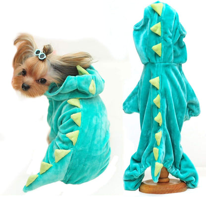 Halloween Costume for Pet Dog Cat Dinosaur Hoodies Animals Fleece Jacket Coat Warm Outfits Clothes for Small Medium Dogs Cats Halloween Cosplay Apparel Accessories