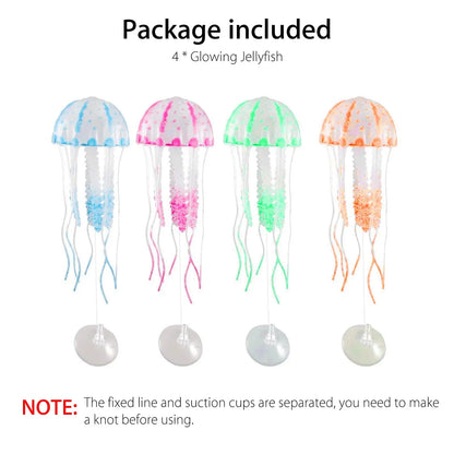 4Pcs Jellyfish Aquarium Decorations, Glowing Effect Fish Tank Ornament