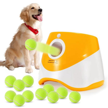 Automatic Dog Ball Launcher with 3 Tennis 2 Inch Ball Pet Trainer Interactive Dog Toy with Three Ranges,Interactive Anti-Depression Toys for Pets at Home, Outdoor Dog Ball Toss Dispenser Enrichment Toys for Dogs