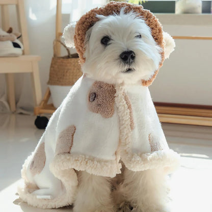 Dog Fleece Coat - Lamb Fleece Dog Cape - Puppy Fleece Coat