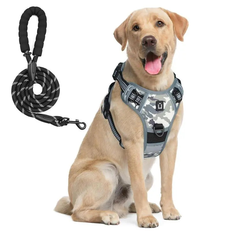 Adjustable Pet Harness & Leash Kit, 1 Set Reflective No Pull Vest Harness with Handle, Pet Supplies for Small to Large Dogs, Pet Products