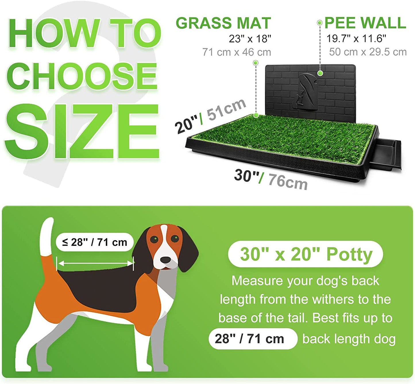 Dog Grass Pad with Tray Large, Puppy Turf Potty Reusable Training Pads with Pee Baffle, Artificial Grass Patch for Indoor and Outdoor Use, Ideal for Small and Medium Dogs (30"×20")