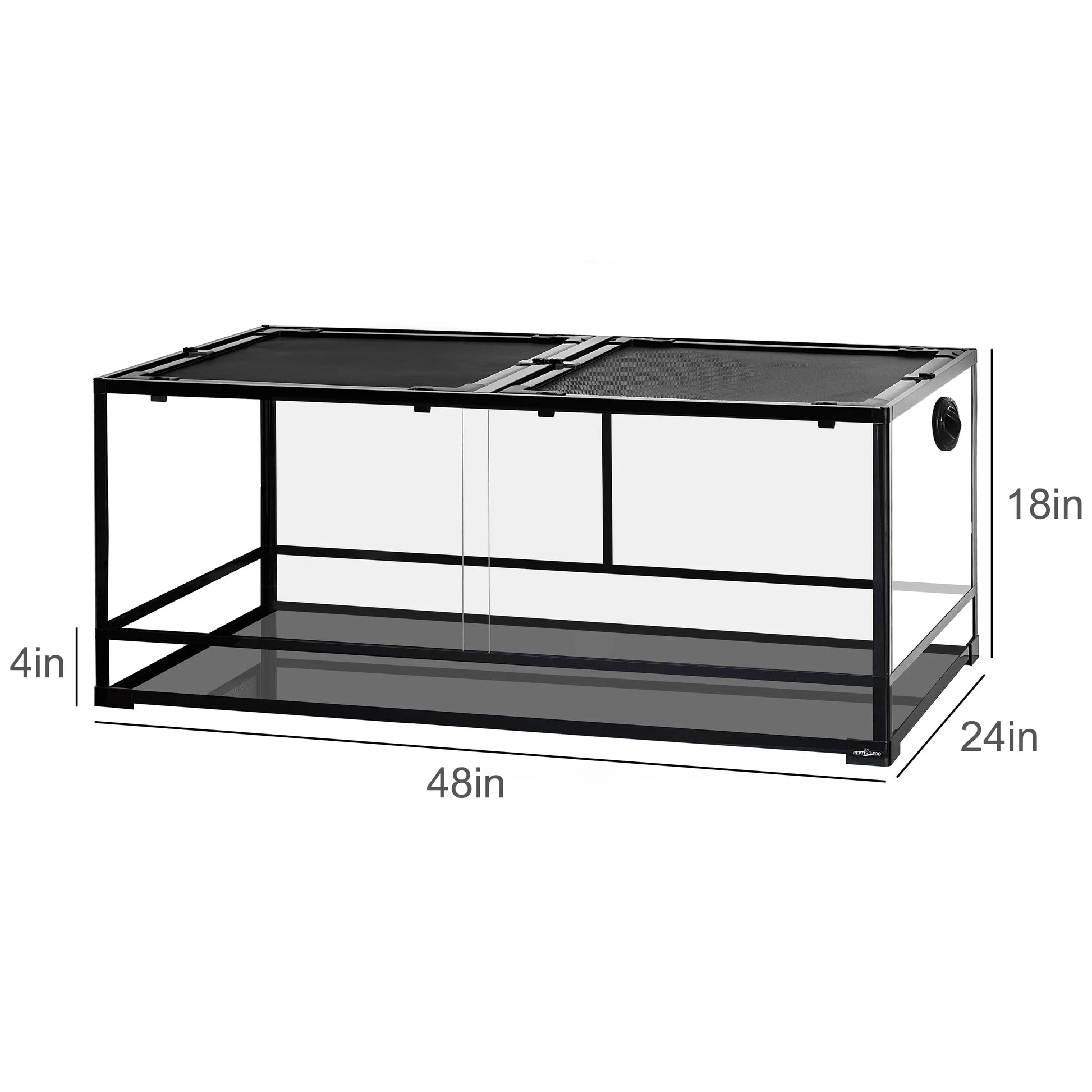 90Gallon Reptile Large Terrarium Upgrade Glass Front Opening Tank Sliding Door with Screen Ventilation Reptile Terrarium about 48" X 24" X 18"(Knock-Down)