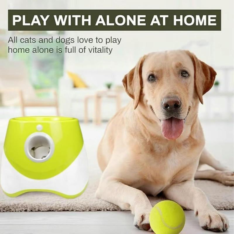 Automatic Dog Ball Launcher with 3 Tennis 2 Inch Ball Pet Trainer Interactive Dog Toy with Three Ranges,Interactive Anti-Depression Toys for Pets at Home, Outdoor Dog Ball Toss Dispenser Enrichment Toys for Dogs