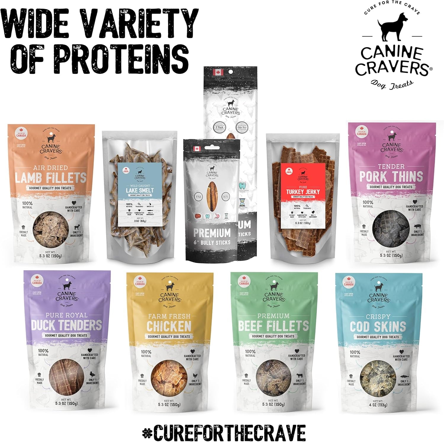 Canine Cravers Single Ingredient Dog Treats – Healthy and Nutritious Human Grade Air Dried Hypoallergenic Pet Food - Grain Free, Gluten Free and No Soy – 100% All Natural Variety 3 Pack