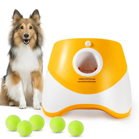 Automatic Dog Ball Launcher with 3 Tennis 2 Inch Ball Pet Trainer Interactive Dog Toy with Three Ranges,Interactive Anti-Depression Toys for Pets at Home, Outdoor Dog Ball Toss Dispenser Enrichment Toys for Dogs