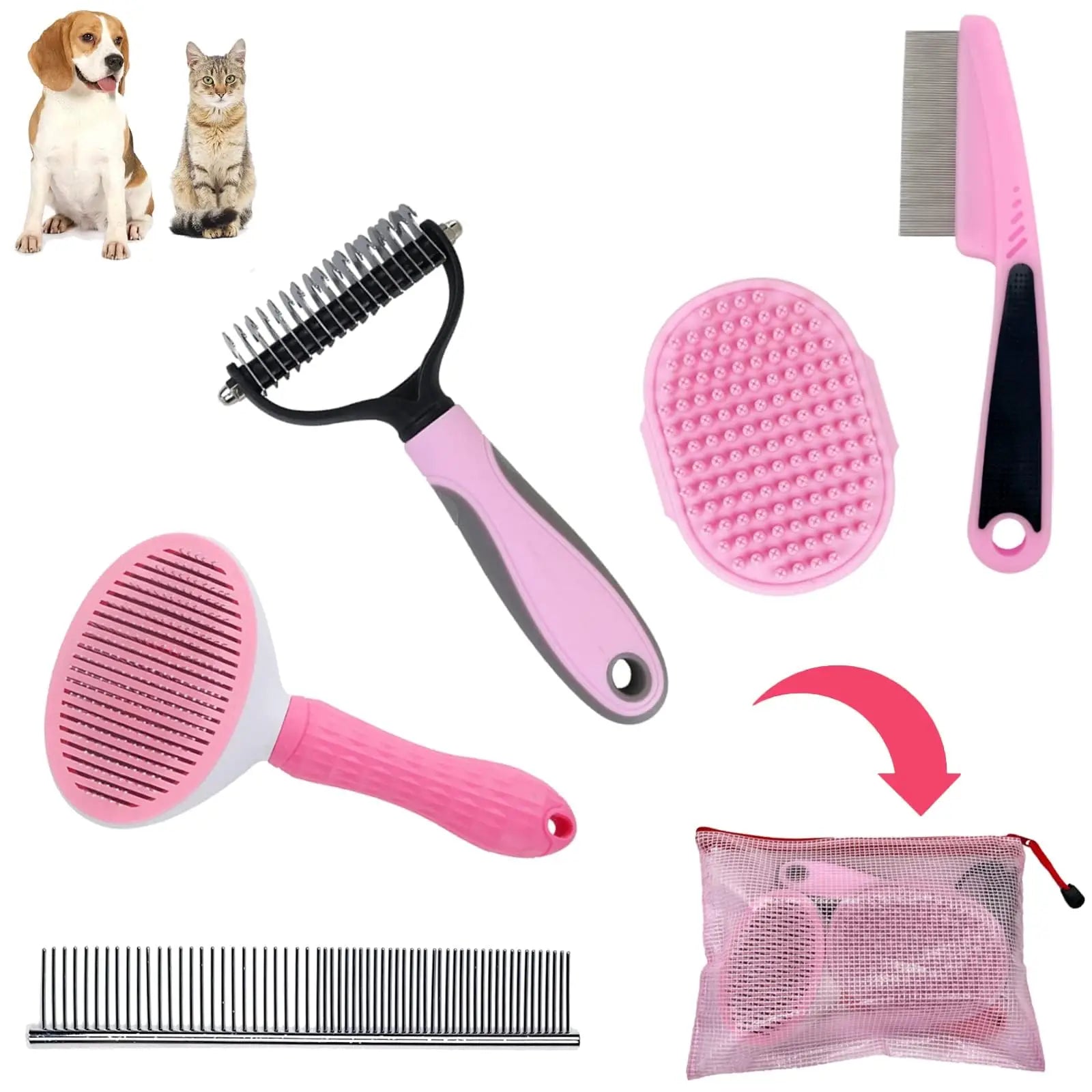 Dog Comb Dog Grooming Suit 5 Piece Set Dog Brush for Grooming Dog Brush Dog Hair Comb and Dog Brush Suit