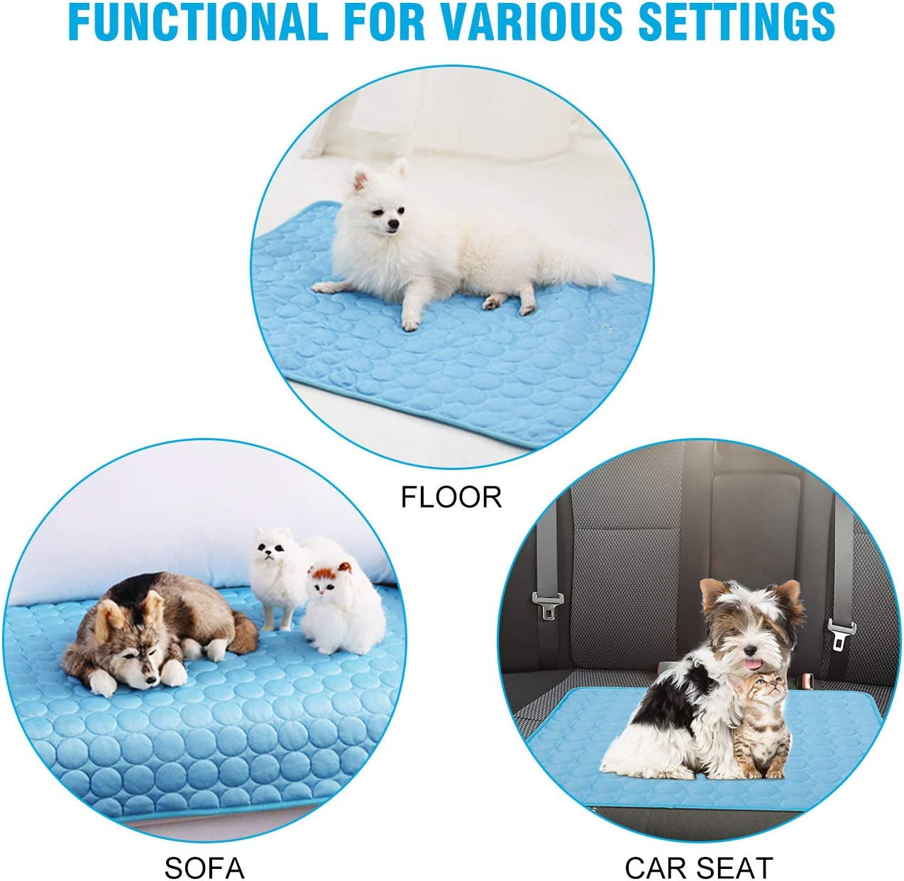 Dog Cooling Mat, Pet Dog Self Cooling Pad, Ice Silk Washable Summer Cooling Mat for Dogs Cats, Kennels, Crates and Beds