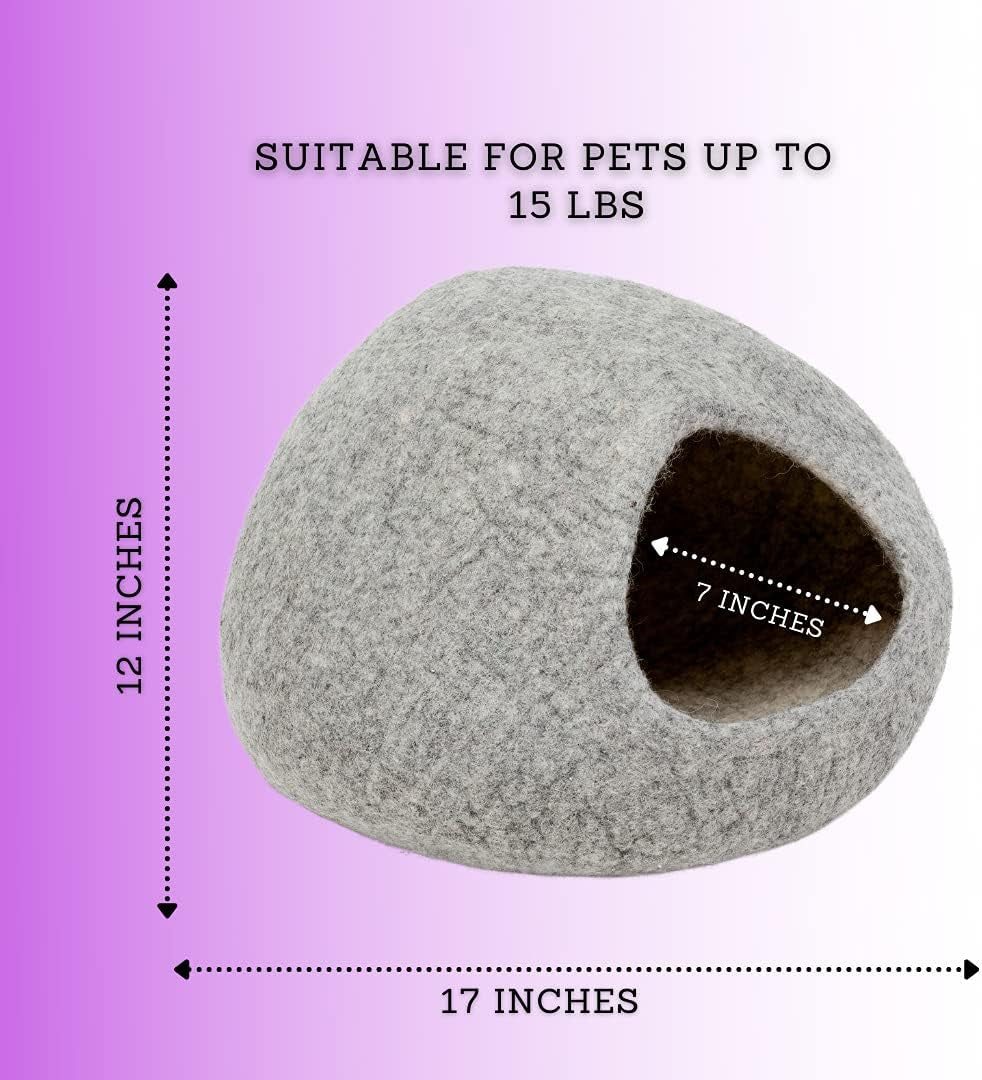 KOTE Cat Cave & Dog Cave | Enclosed Cat Bed | Cat Hideaway | Pod Kitten Bed | Plain Grey