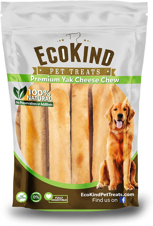 Ecokind Premium Gold Yak Cheese Himalayan Dog Chews, Dog Treats Large Breed, All Natural, High Protein, for Aggressive Chewers, Large - 4 Chews (1 Lb)