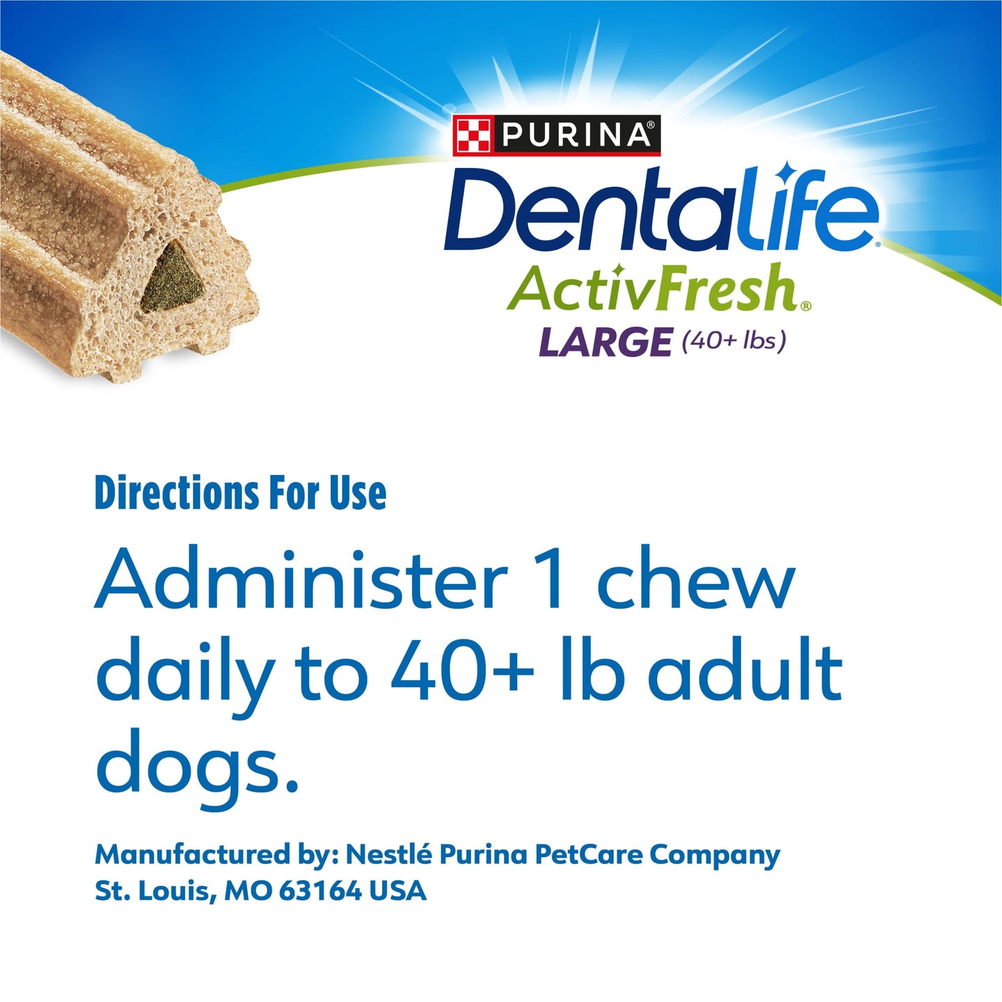 Purina  Activfresh Large Dog Treats Dental Chews with Chicken, 24.1 Oz Pouch (21 Count)