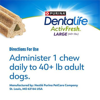 Purina  Activfresh Large Dog Treats Dental Chews with Chicken, 24.1 Oz Pouch (21 Count)