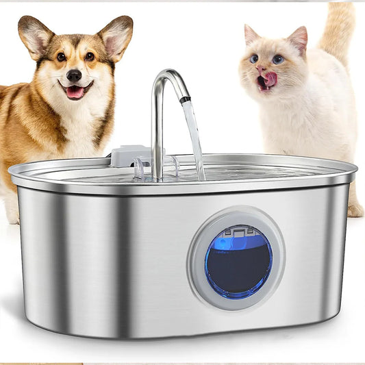 Ultra-Quiet Stainless Steel Cat Water Fountain for Cats & Dogs