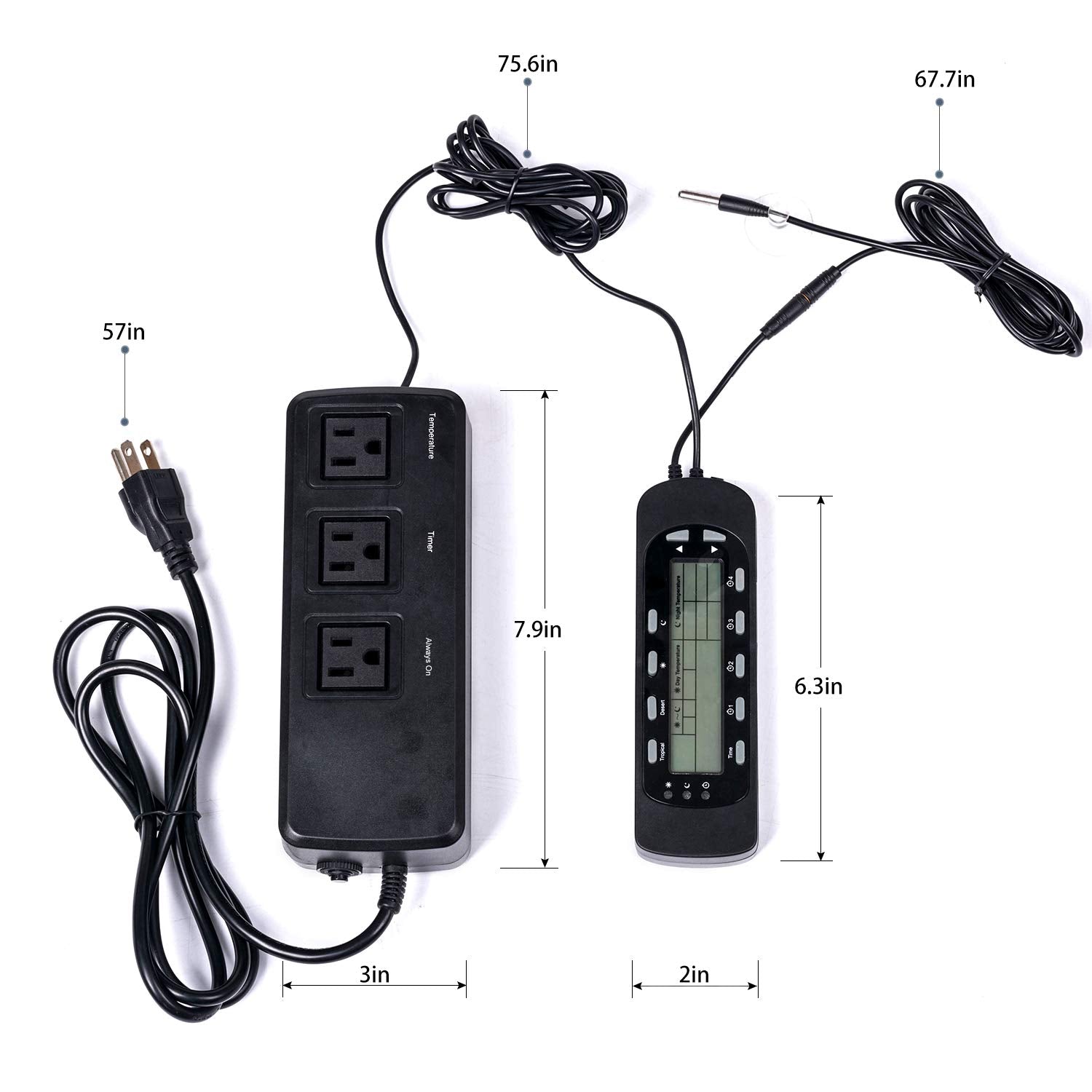 Reptile Thermostat Digital Outlet Temperature Timer Troptical or Desert Mode with Day Night Control for Aquarium Reptiles Terrarium Humidistat Mushroom Fermentation,Easy Setup (THC16)