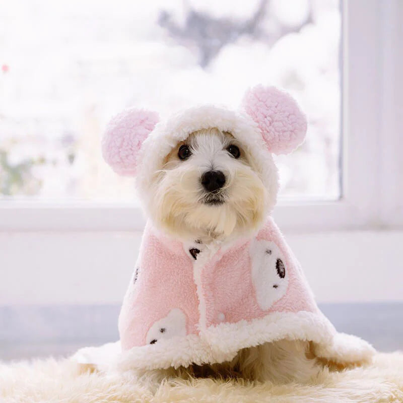 Dog Fleece Coat - Lamb Fleece Dog Cape - Puppy Fleece Coat