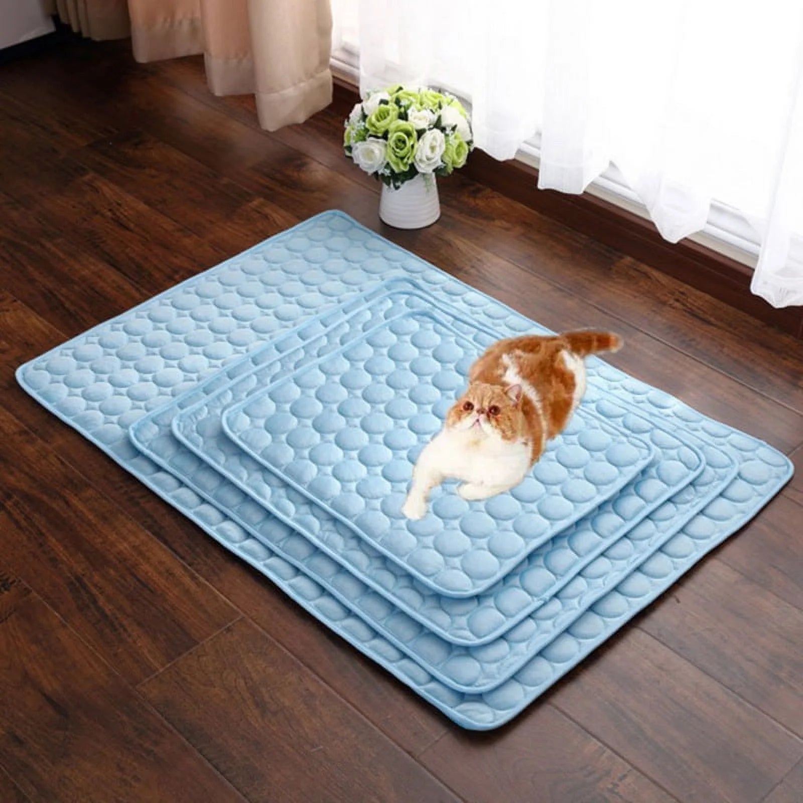 Summer Cooling Mat for Dogs Cats Pet Cooling Mat Dogs Cats Chill Bed Indoor Summer Heat Relief Indoor Cool Cushion Gel Sleeping Pad Seat Pet Crate Pad Portable & Washable Pet Cooling Blanket