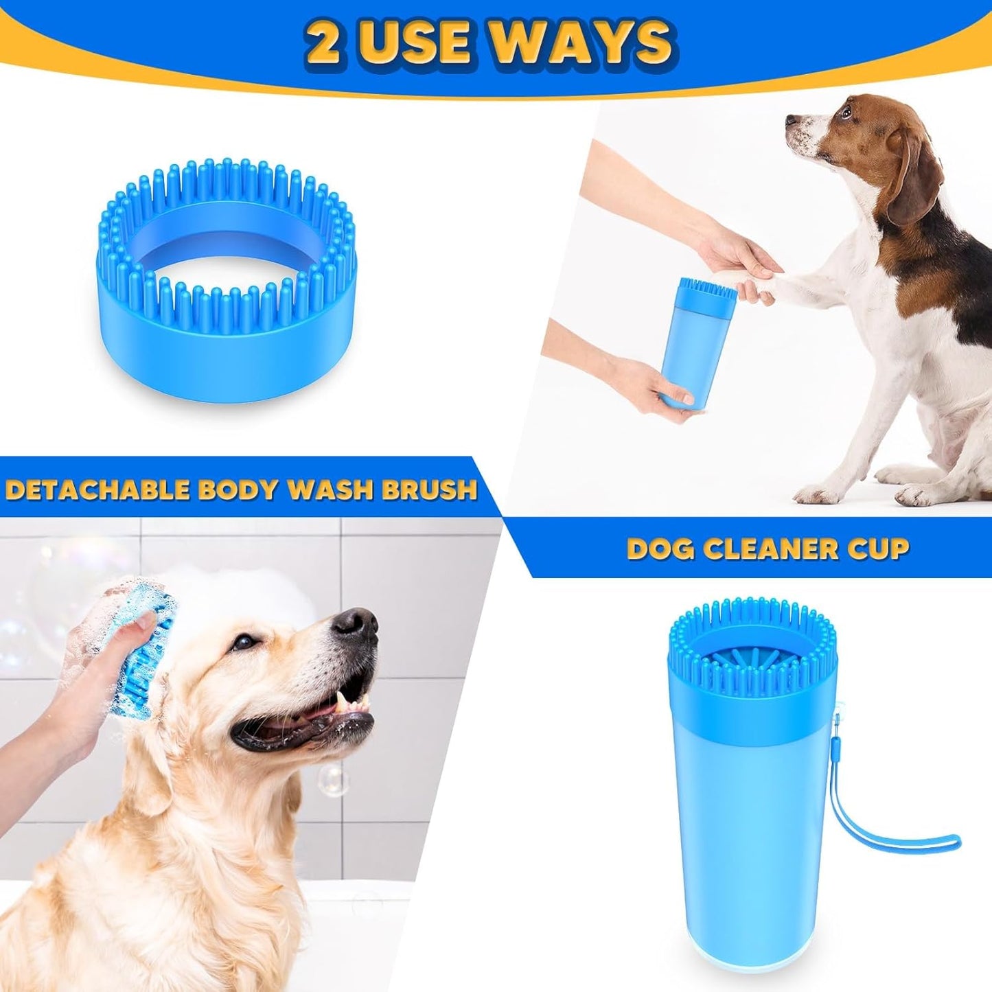 Upgrade 2 in 1 Paw Buddy for Medium Dogs - Muddy Foot Cleaner with Absorbent Towel