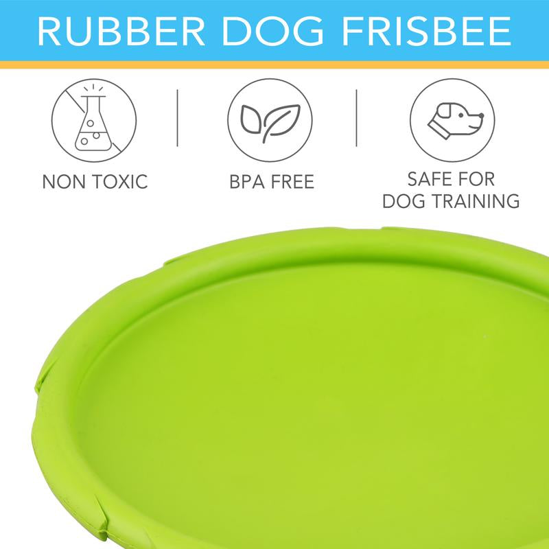 2PCS Dog Frisbees 7 Inch Dog Flying Disc, Durable Dog Toys, Nature Rubber Floating Flying Saucer for Water Pool Beach, Orange and Green, Dog Chew Fetch Toys