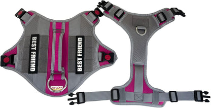 Tactical Working Dog Vest Harness - No-Pull Service Dog Jacket with Reflective Hook & Loop Patches - Padded Handle, Buckles with Quick Release Buttons, Adjustable Straps - Pink, Small