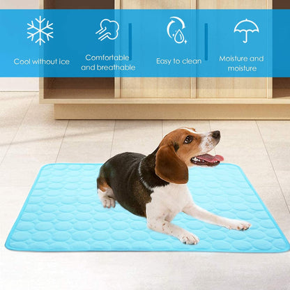 Dog Cooling Mat, Pet Cooling Mat for Dogs Cooling Blanket for Dogs Dog Cooling Pad for Kennels, Crates, Cars, Indoor & Outdoor Ice Silk Cooling Mat for Extra Large Dogs (Blue, XL(40 * 28"))