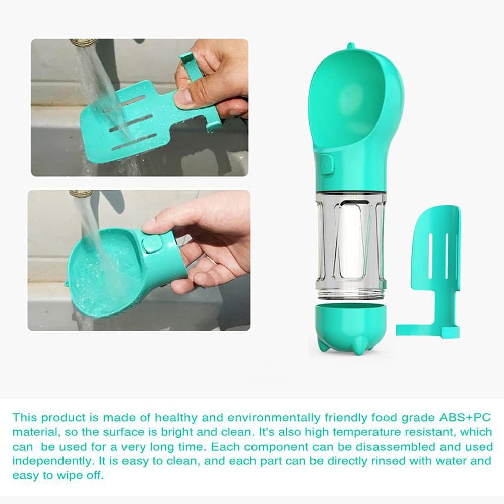 Pet Portable Drinking Cup for Outdoor Walking Travel,Additional Pet Excrement Cleaning Shovel and Pet Excrement Storage Bag,Dog Dish Water Bottle for Walking,Pet Travel Bowl (Turquoise)…