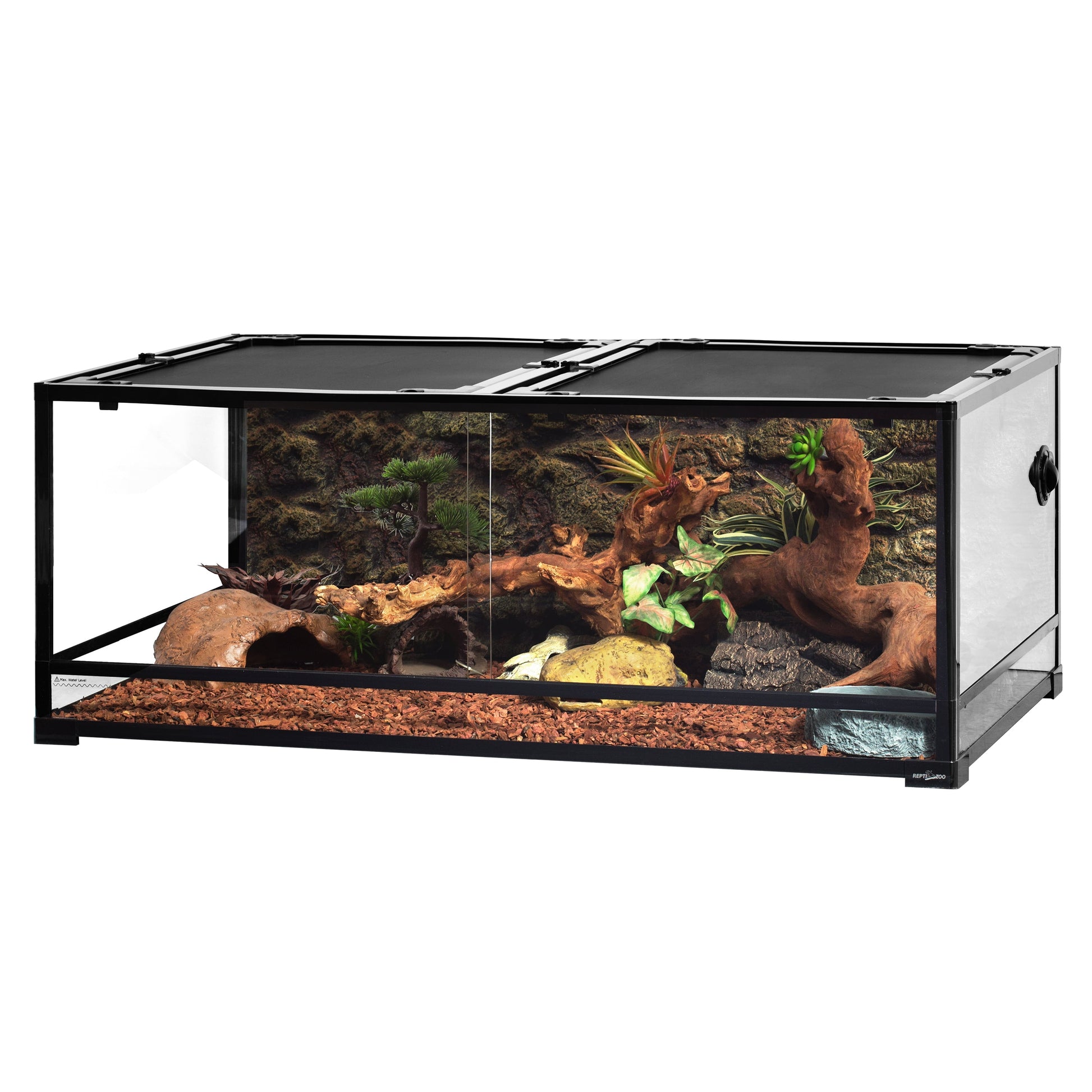 90Gallon Reptile Large Terrarium Upgrade Glass Front Opening Tank Sliding Door with Screen Ventilation Reptile Terrarium about 48" X 24" X 18"(Knock-Down)