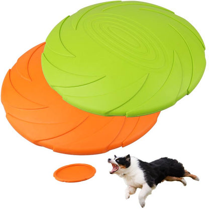 2PCS Dog Frisbees 7 Inch Dog Flying Disc, Durable Dog Toys, Nature Rubber Floating Flying Saucer for Water Pool Beach, Orange and Green, Dog Chew Fetch Toys