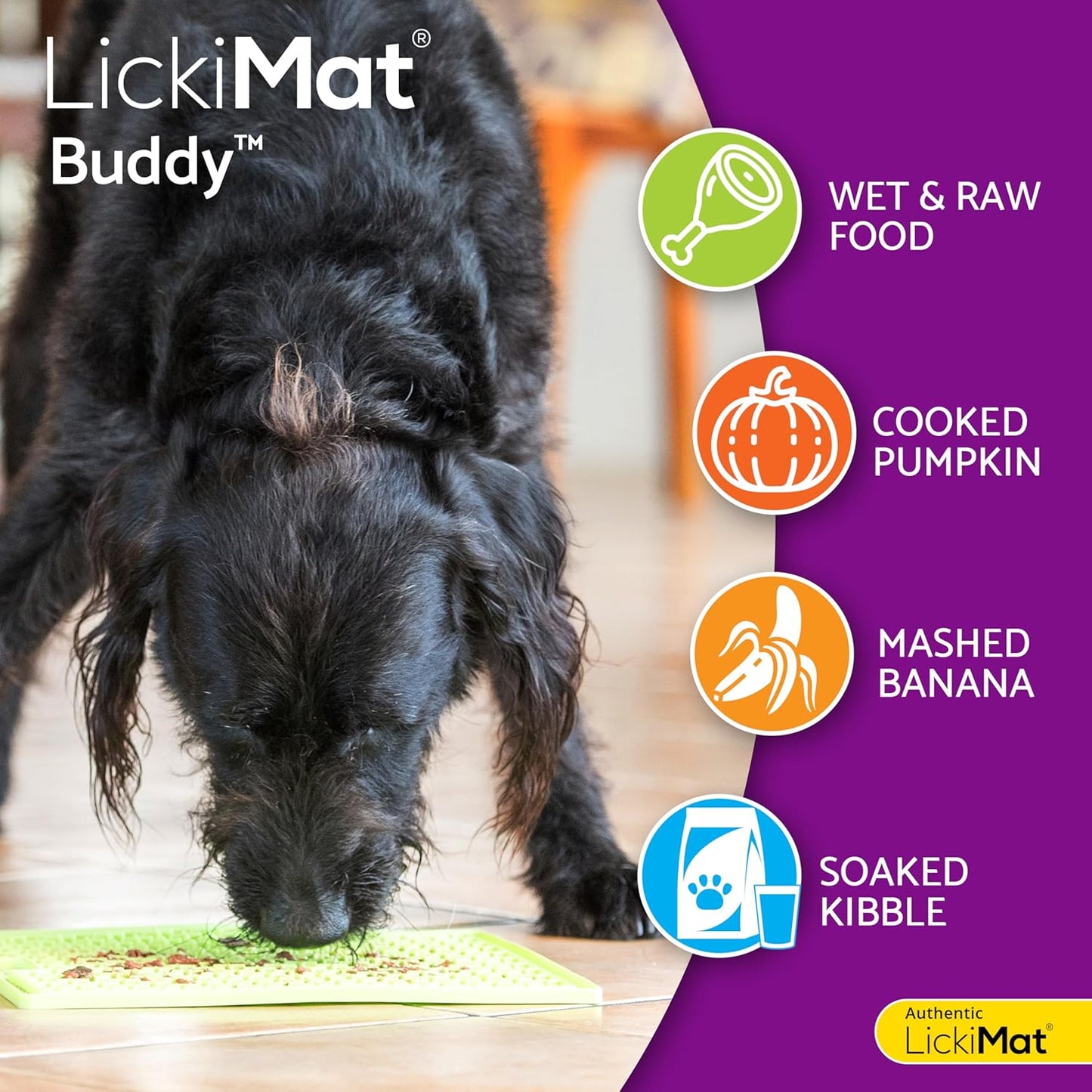 Classic Buddy Slow Feeder for Dogs Lick Mat Boredom Anxiety Reducer Perfect for Food Treats Yogurt Liquid Food Peanut Butter Fun Alternative to a Slow Feed Dog Bowl, Green