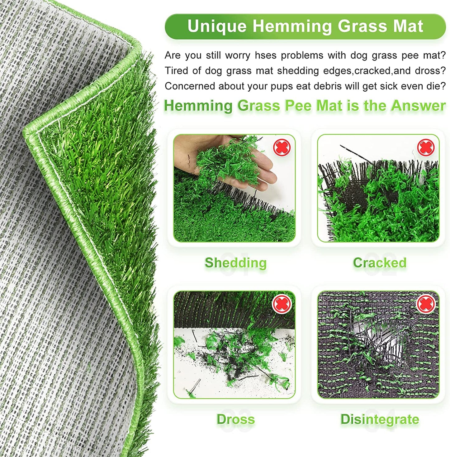 Dog Grass Pad with Tray Large, Puppy Turf Potty Reusable Training Pads with Pee Baffle, Artificial Grass Patch for Indoor and Outdoor Use, Ideal for Small and Medium Dogs (30"×20")