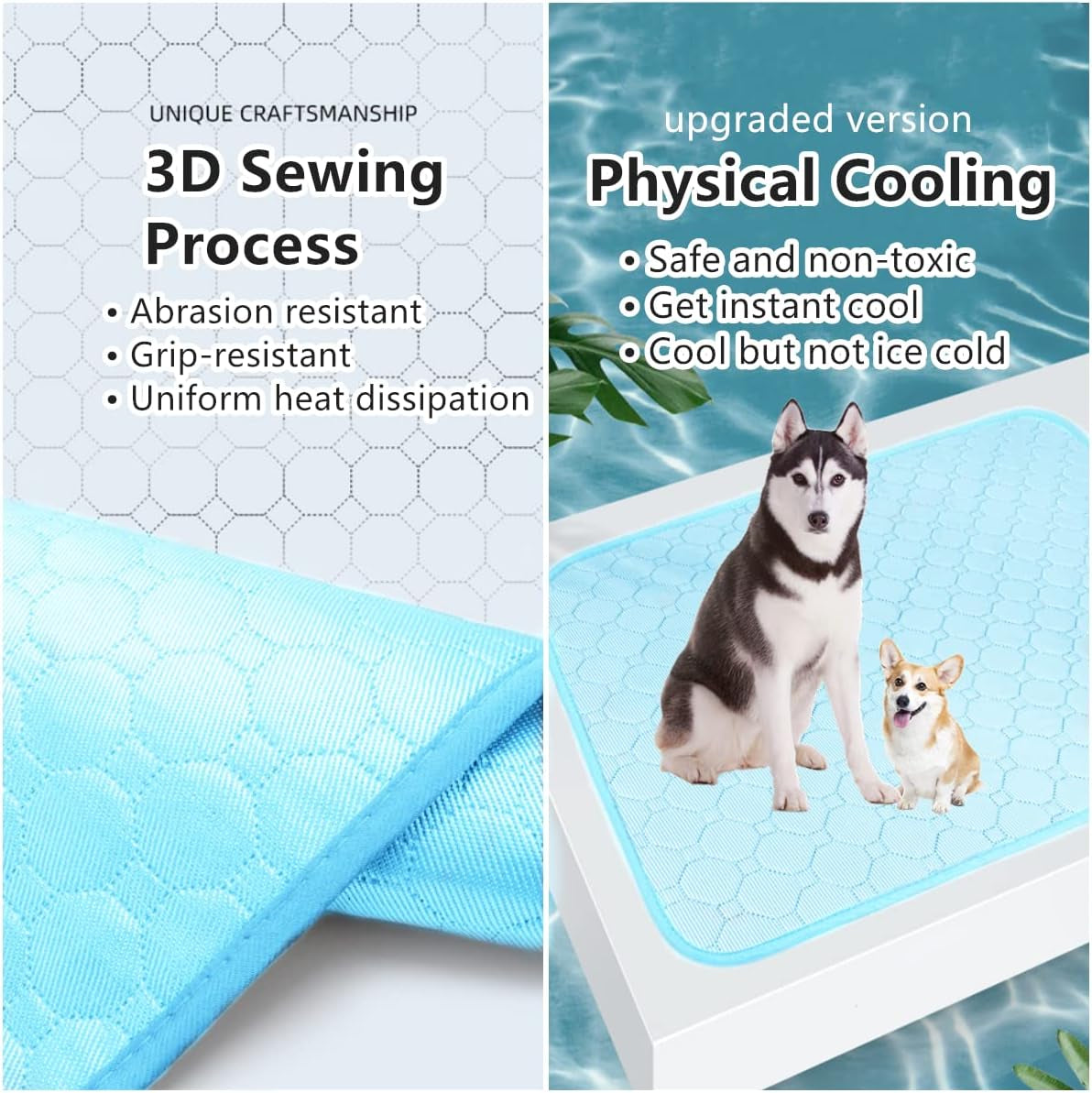 Dog Cooling Mat, Pet Cooling Mat for Dogs Cooling Blanket for Dogs Dog Cooling Pad for Kennels, Crates, Cars, Indoor & Outdoor Ice Silk Cooling Mat for Extra Large Dogs (Blue, XL(40 * 28"))