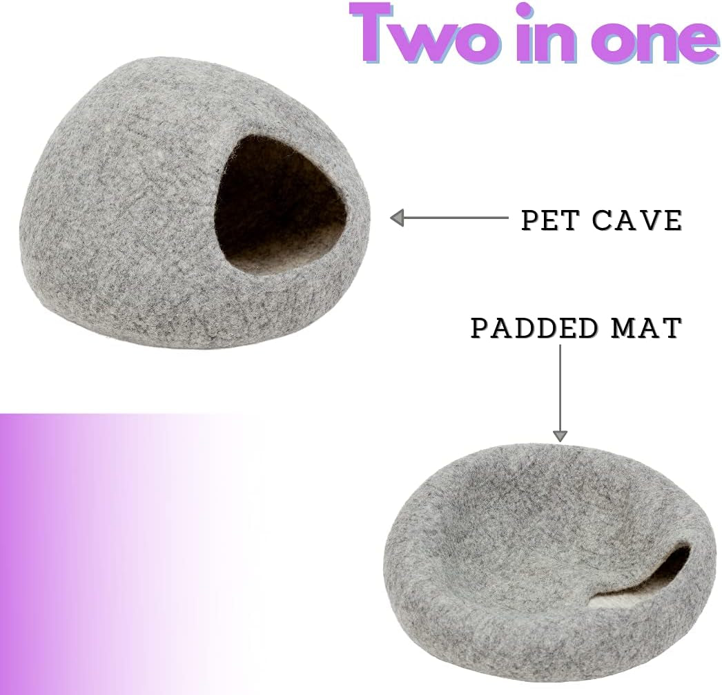 KOTE Cat Cave & Dog Cave | Enclosed Cat Bed | Cat Hideaway | Pod Kitten Bed | Plain Grey