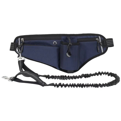 Hands Free Waist Leash with Pouch Bungee Leash Adjustable Dog Running Belt for Walking Hiking Jogging Biking and Running