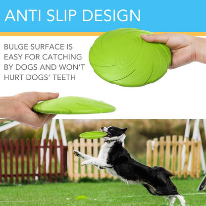 2PCS Dog Frisbees 7 Inch Dog Flying Disc, Durable Dog Toys, Nature Rubber Floating Flying Saucer for Water Pool Beach, Orange and Green, Dog Chew Fetch Toys