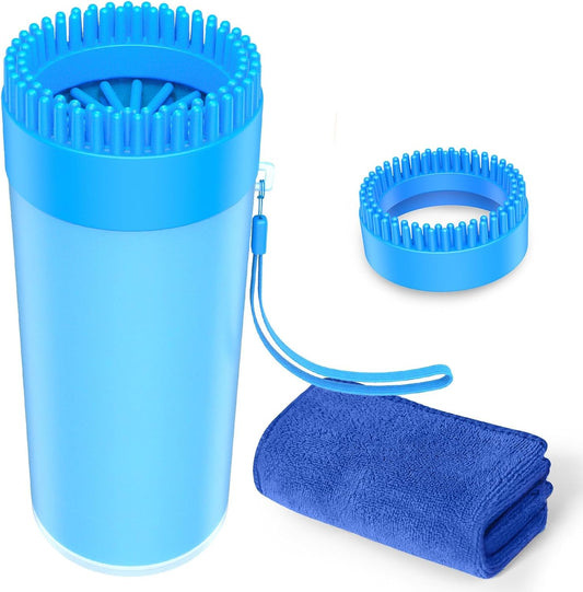 Upgrade 2 in 1 Paw Buddy for Medium Dogs - Muddy Foot Cleaner with Absorbent Towel