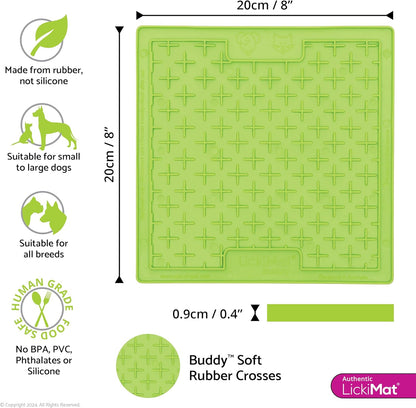 Classic Buddy Slow Feeder for Dogs Lick Mat Boredom Anxiety Reducer Perfect for Food Treats Yogurt Liquid Food Peanut Butter Fun Alternative to a Slow Feed Dog Bowl, Green