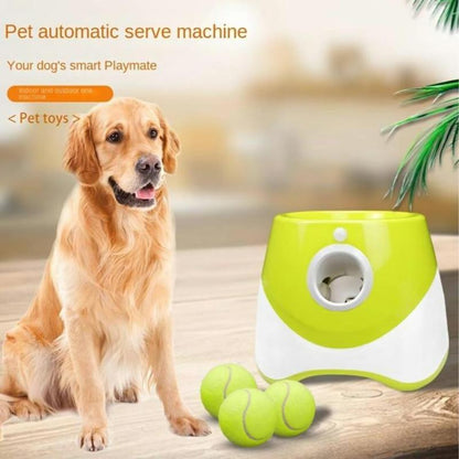 Automatic Dog Ball Launcher with 3 Tennis 2 Inch Ball Pet Trainer Interactive Dog Toy with Three Ranges,Interactive Anti-Depression Toys for Pets at Home, Outdoor Dog Ball Toss Dispenser Enrichment Toys for Dogs