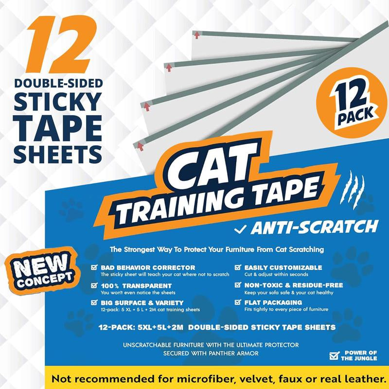 Cat Scratch Deterrent Double Sided anti Scratching Sticky Tape, Furniture Protector and Cat Training Tape, Couch Corner Protector for Cats (12-Pack)