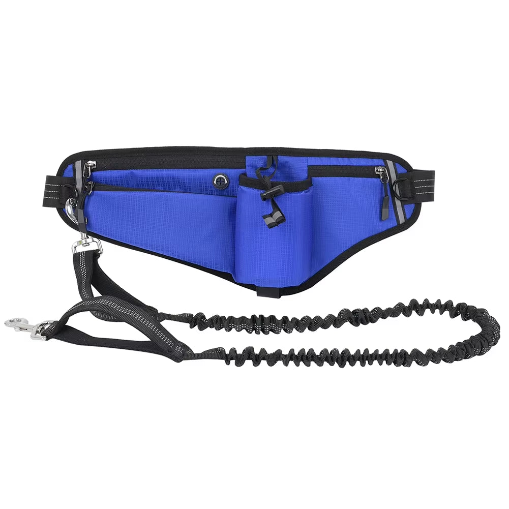 Hands Free Waist Leash with Pouch Bungee Leash Adjustable Dog Running Belt for Walking Hiking Jogging Biking and Running