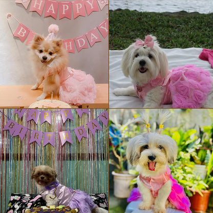 Pet Small Dog Puppy Cat Clothes Coat Wedding Costume Satin Rose Formal Dress Tutu Purple Violet L