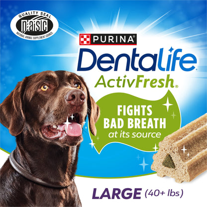 Purina  Activfresh Large Dog Treats Dental Chews with Chicken, 24.1 Oz Pouch (21 Count)