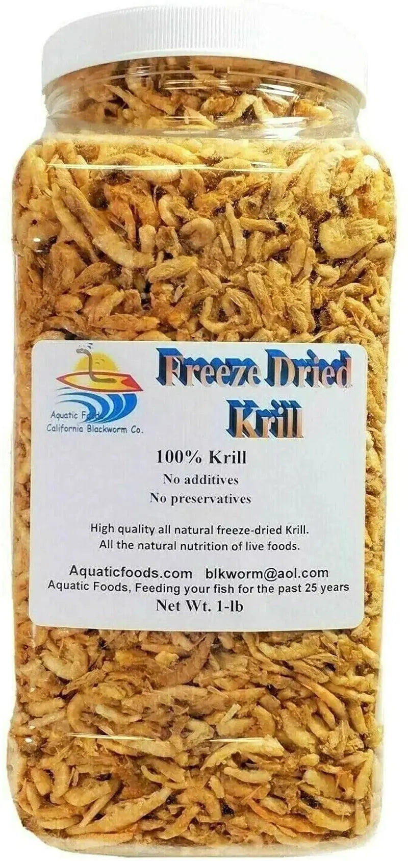 16Oz Freeze Dried Krill for Oscars, Arowana, Cichlids, Marines, Koi, Land & Aquatic Turtles, Even Cats. Contains Color Enhancing Astaxanthin,  Premium Freeze Dried Fish Foods.16Oz-Jar